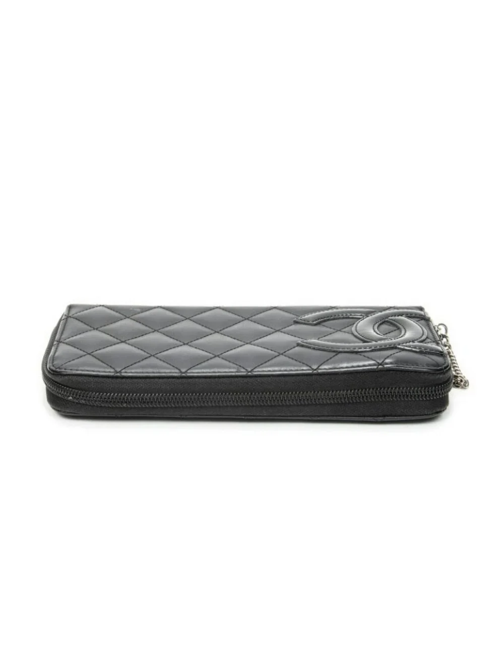 Chanel Cambon Ligne Zip Around Wallet Black Quilted Lambskin Leather